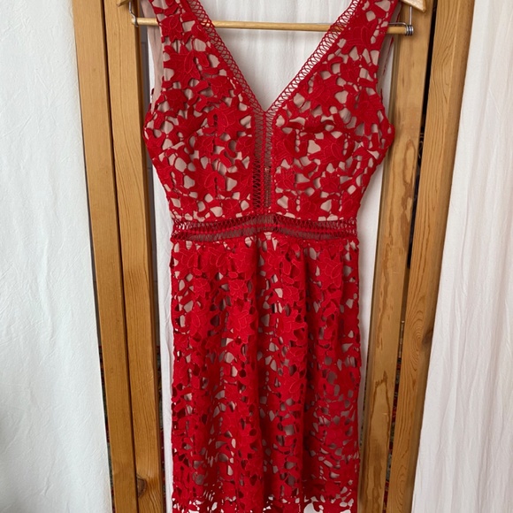 NWOT Red lace mini dress - Picture 1 of 7